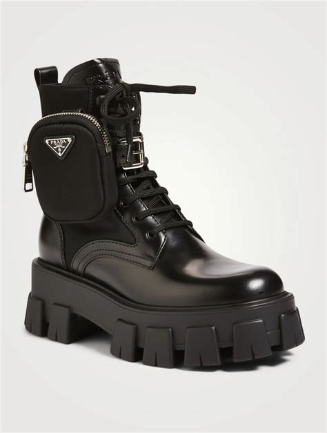 prada platform ankle boots|Prada ankle pouch combat boots.